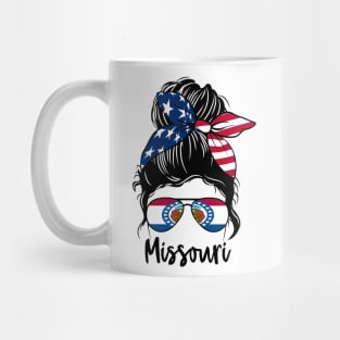 Missouri girl Messy bun , American Girl , Missouri Flag Mug